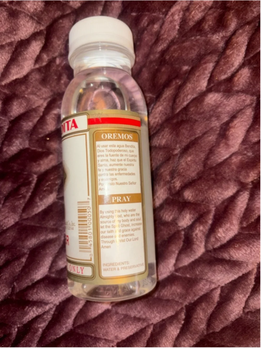Holy Water 8 oz, unopened For Spiritual Use Only